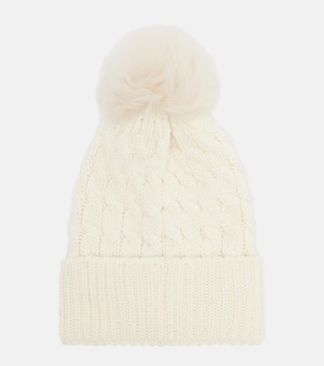 Logo shearling-trimmed virgin wool beanie | Moncler