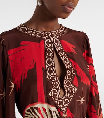 Vestido largo de seda estampado | Johanna Ortiz