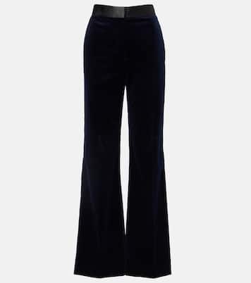 Satin-trimmed velvet wide-leg pants | Victoria Beckham