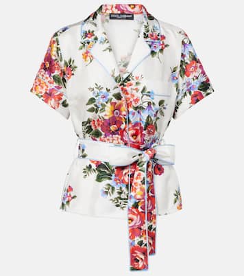 Top envolvente de sarga de seda floral | Dolce&Gabbana