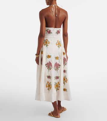 Besticktes Midikleid Balsa Cordillera aus Leinen | Agua by Agua Bendita
