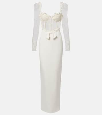 Bow-detail lace-trimmed cady gown | Alessandra Rich