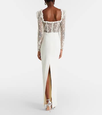 Bow-detail lace-trimmed cady gown | Alessandra Rich