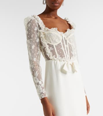 Bow-detail lace-trimmed cady gown | Alessandra Rich