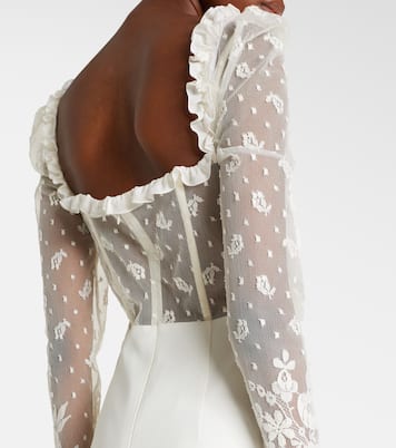 Bow-detail lace-trimmed cady gown | Alessandra Rich