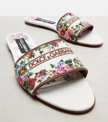 Mules en cuir à fleurs | Dolce&Gabbana