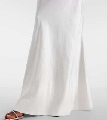 Abito lungo in georgette e raso con pizzo | Self-Portrait