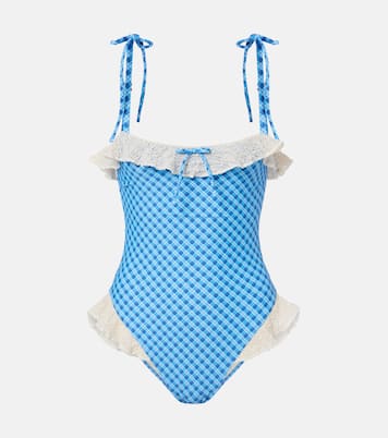 Jacelyn plaid ruffled swimsuit | Montce
