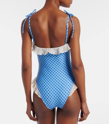 Jacelyn plaid ruffled swimsuit | Montce