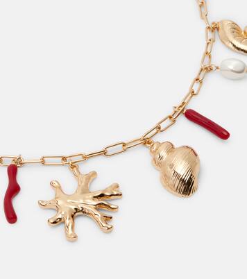 Faux pearl-embellished charm necklace | Self-Portrait