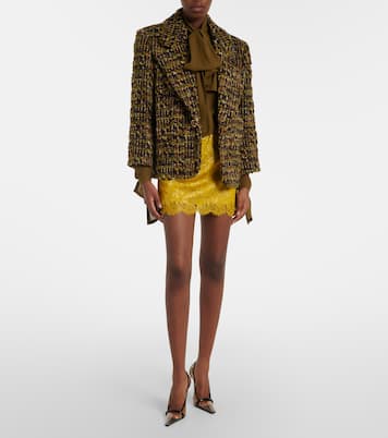 Minigonna in jacquard con lamé e pizzo | Saint Laurent