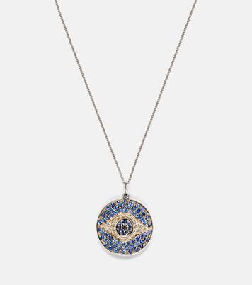 Dawn 18kt white gold necklace with diamonds and sapphires | Ileana Makri