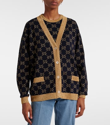 Cardigan in cotone lamé GG | Gucci