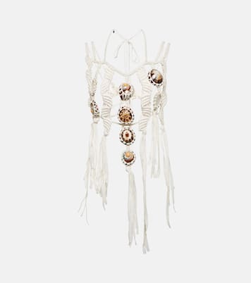 Larry shell-embellished crêpe de chine necklace | Chloé