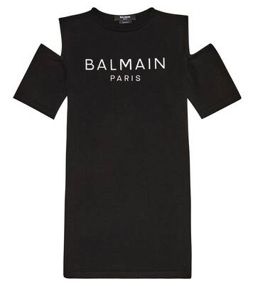 Logo cold shoulder dress | Balmain Kids