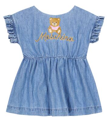 Baby embroidered cotton chambray dress | Moschino Kids