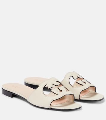 Interlocking G cutout leather sandals | Gucci
