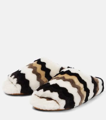 Saam chevron shearling slides | Chloé