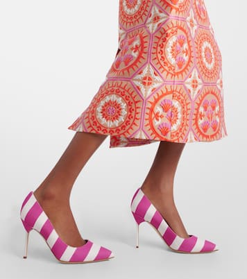 Pumps BB 90 in canvas a righe | Manolo Blahnik