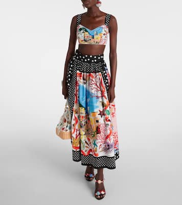 Capri polka-dot printed cotton bra top | Dolce&Gabbana