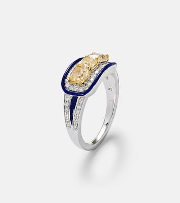 Bague Trio Cushion en or blanc 18 ct et diamants | Kamyen