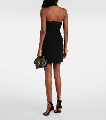 فستان قصير من الكريب بياقة ستايل هالتر | Balmain