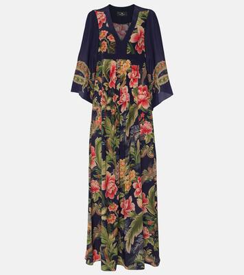 Robe longue en crêpe de soie à fleurs | Etro
