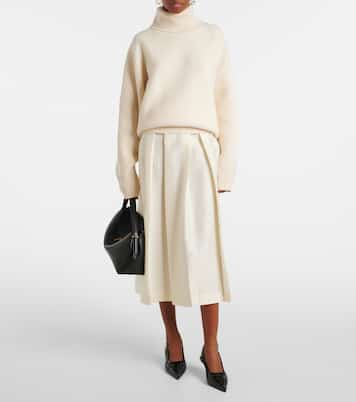 Jupe midi Twinflower en laine et soie | Toteme