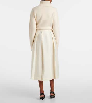 Jupe midi Twinflower en laine et soie | Toteme