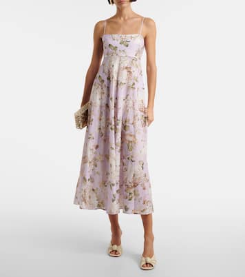 Abito midi Acacia in lino con stampa | Zimmermann