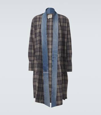 Plaid denim-trimmed cotton coat | Greg Lauren