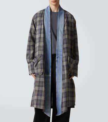 Plaid denim-trimmed cotton coat | Greg Lauren