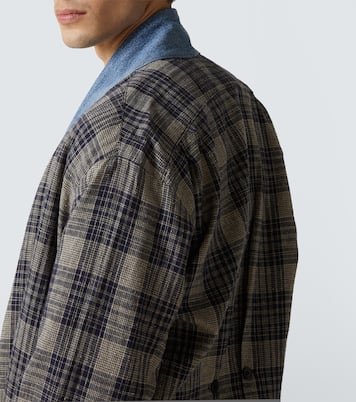 Plaid denim-trimmed cotton coat | Greg Lauren