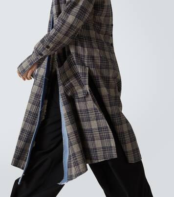 Plaid denim-trimmed cotton coat | Greg Lauren