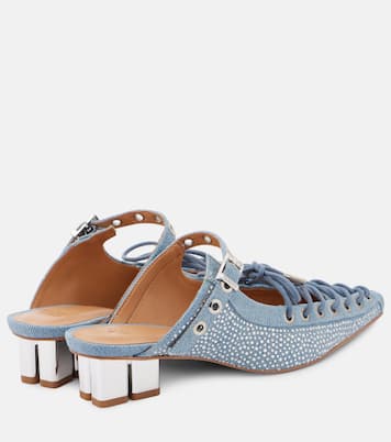 Mules de denim acordonados | Ganni