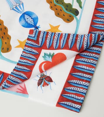 White Turning Tulips Medium linen tablecloth | La DoubleJ