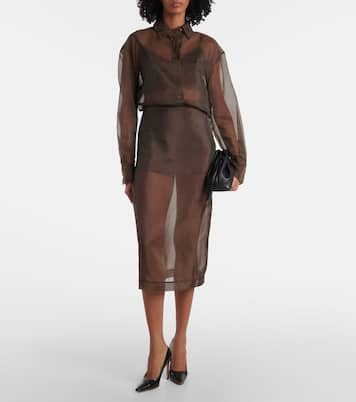 Peri sheer silk-blend midi skirt | The Frankie Shop