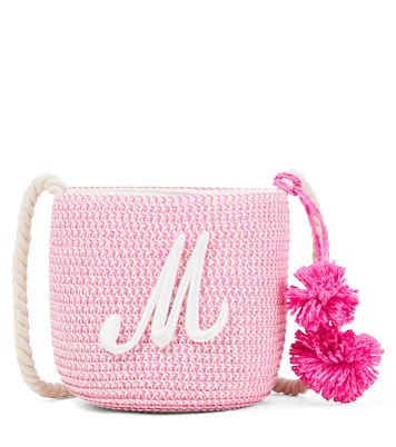 Logo embroidered straw shoulder bag | Monnalisa