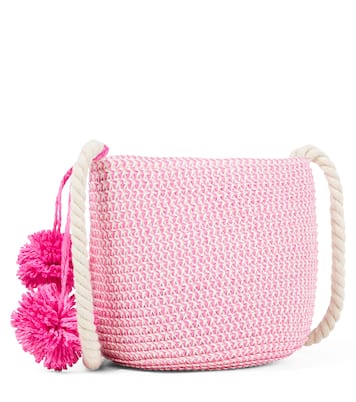 Logo embroidered straw shoulder bag | Monnalisa