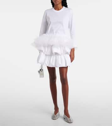 Top aus Baumwoll-Jersey mit Tüll | Noir Kei Ninomiya