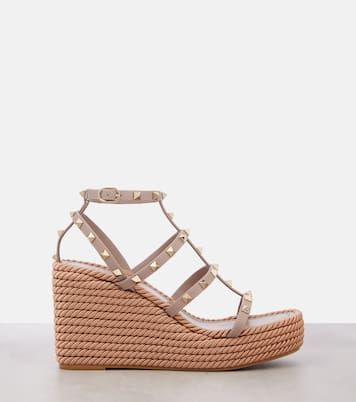 Rockstud leather wedge esapdrilles | Valentino Garavani