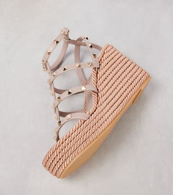 Rockstud leather wedge esapdrilles | Valentino Garavani