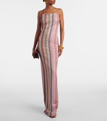 Zigzag lamé maxi dress | Missoni