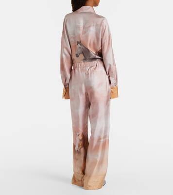 Printed silk twill palazzo pants | The Attico