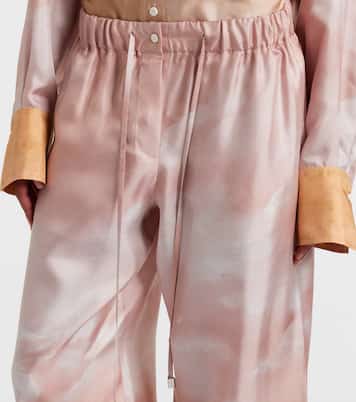Printed silk twill palazzo pants | The Attico