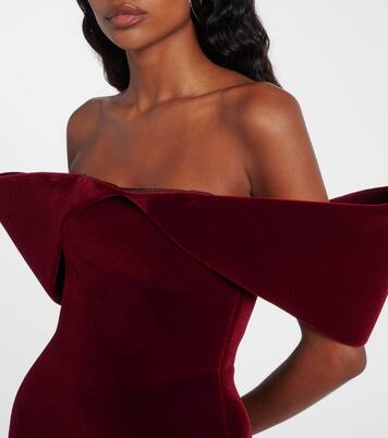 Robe à encolure bardot en velours | David Koma