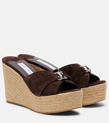 Leda 100 suede espadrille wedges | Jimmy Choo