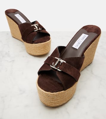 Leda 100 suede espadrille wedges | Jimmy Choo