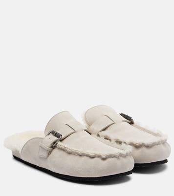 Monili shearling-lined suede mules | Brunello Cucinelli