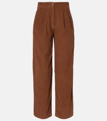 Pantalon droit Gail à taille haute en coton | Velvet